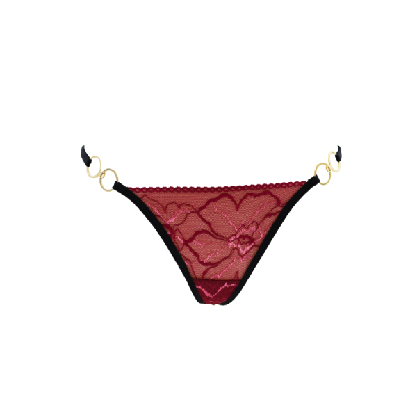 String bordeaux avec anneaux détachables 